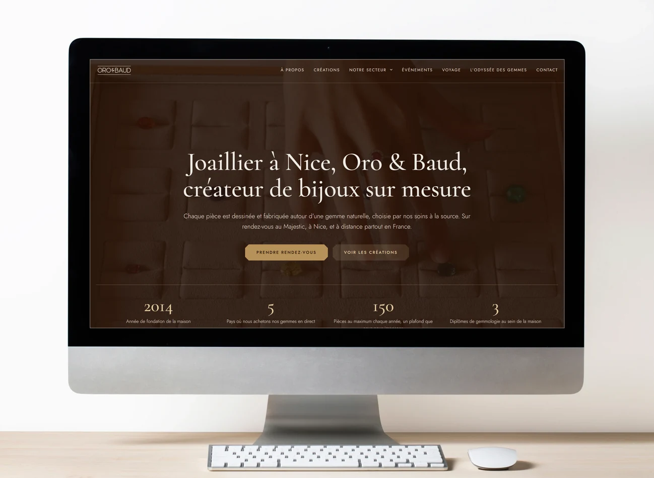 Site internet Oro & Baud présenté sur un écran