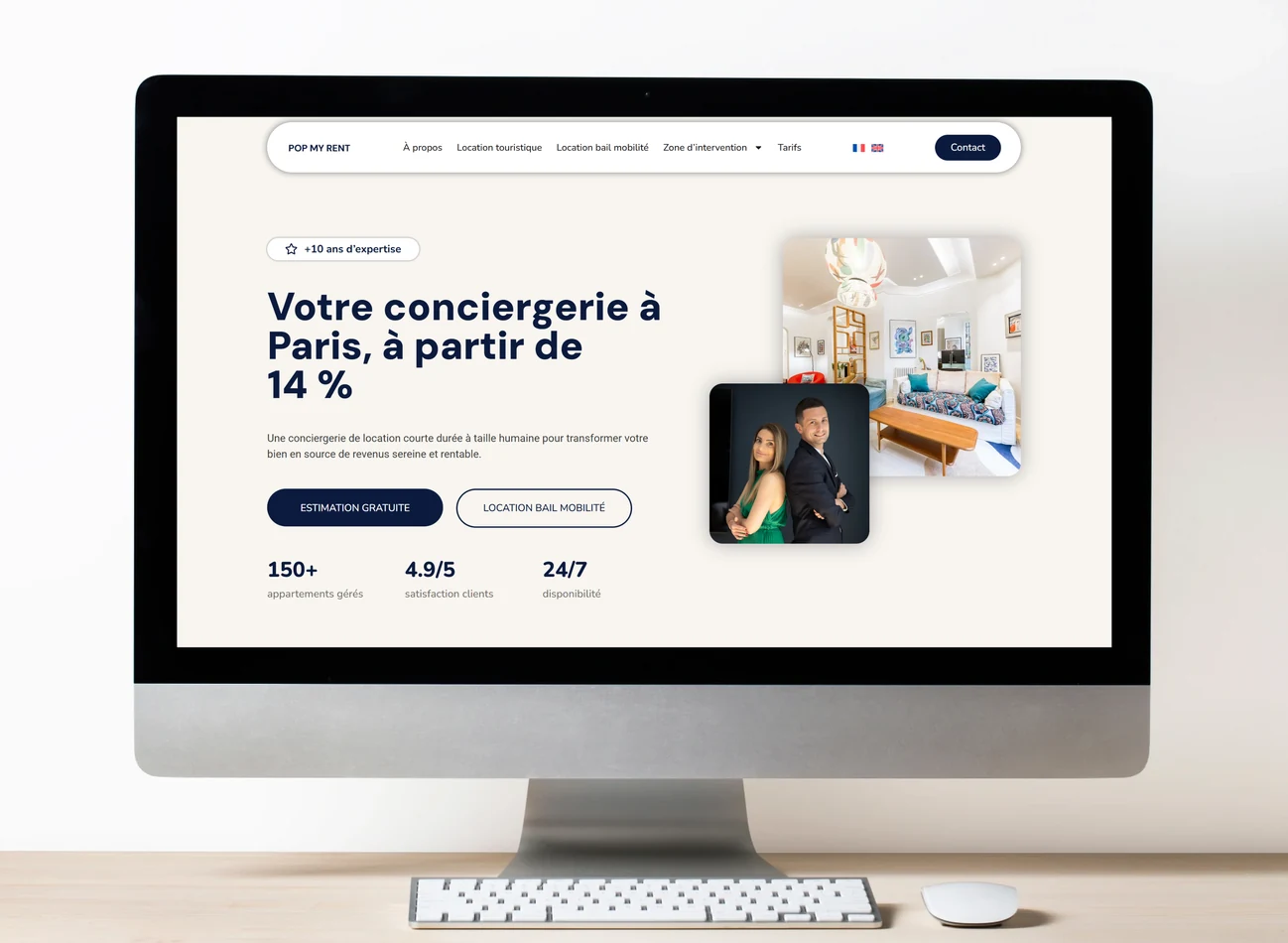 Site internet PopMyBNB présenté sur un écran